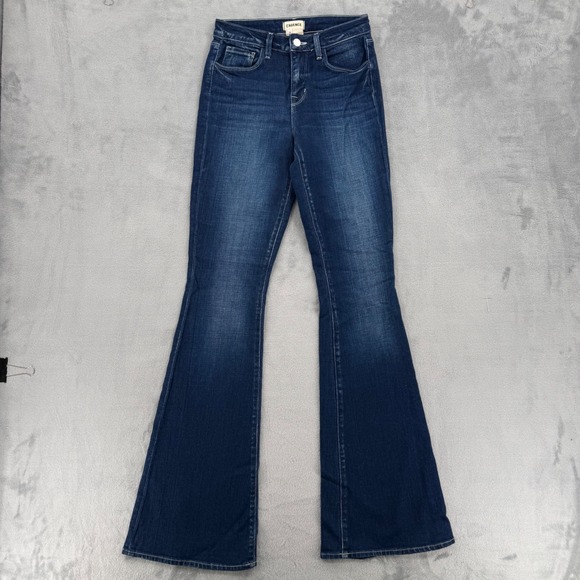 L'AGENCE High Rise Flare Denim Jeans Dark Wash‎ Strech Women's Size 24 - Picture 2 of 12